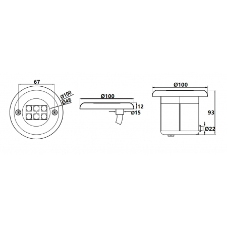 Lampa basenowa LED PHJ-WR-SS100  10 / 18 / 35 Watt, dowolny kolor+ RGB